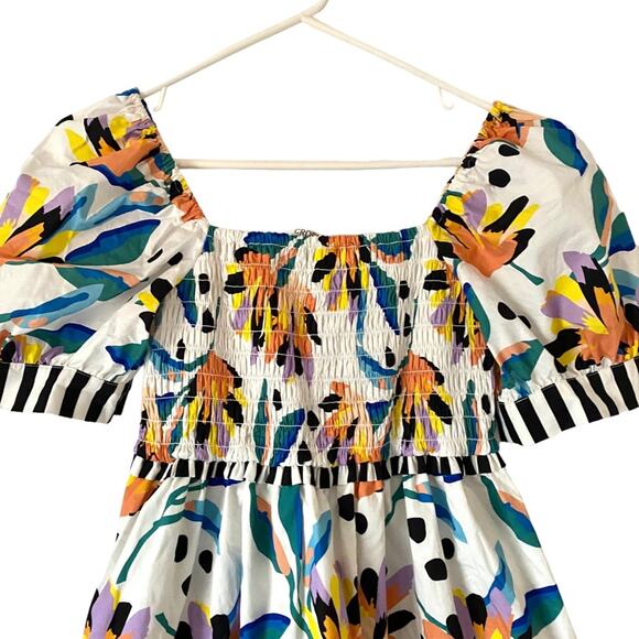 Crosby by Mollie Birch Island Lilies White Black Dress with Pockets size small - Picture 2 of 9